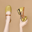 Sandálias Grace Conforto de Couro com Recortes