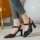 Vivelle Leather Pumps - Comfortable Block Heel 